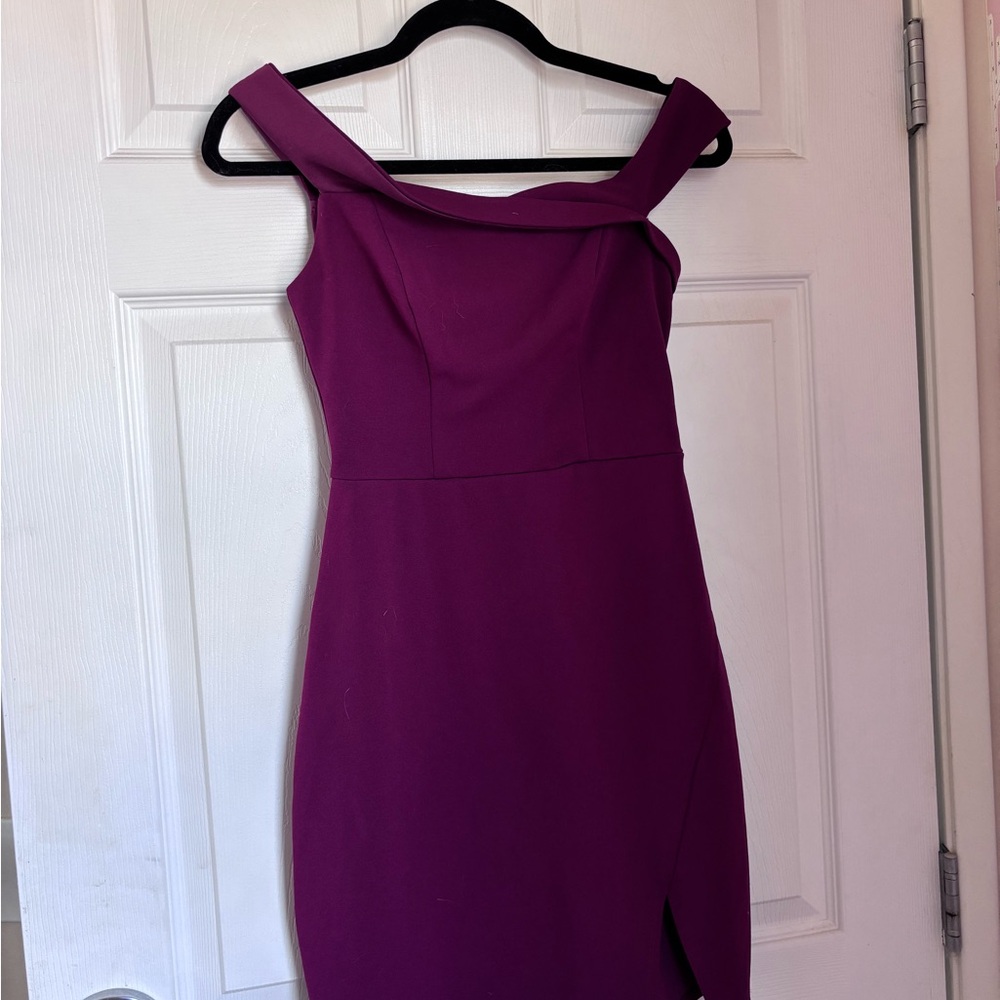 Sequin Hearts One Shoulder Dress in Vibrant Purple